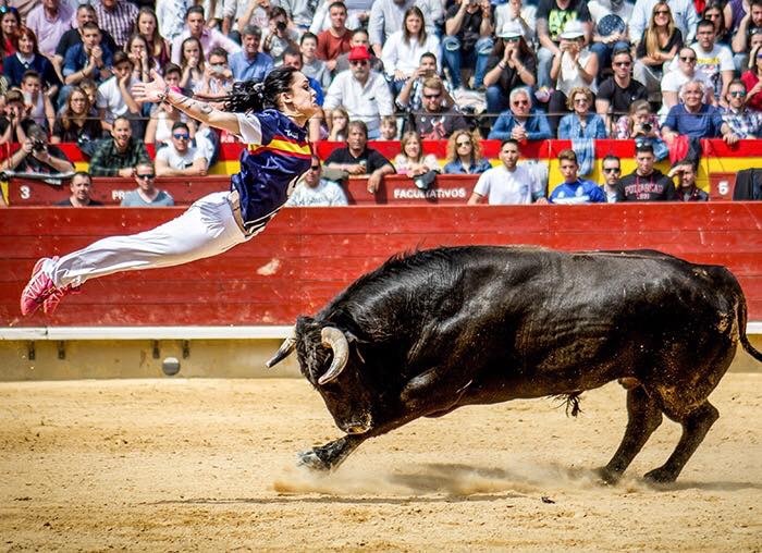 recortador saut sur un toro